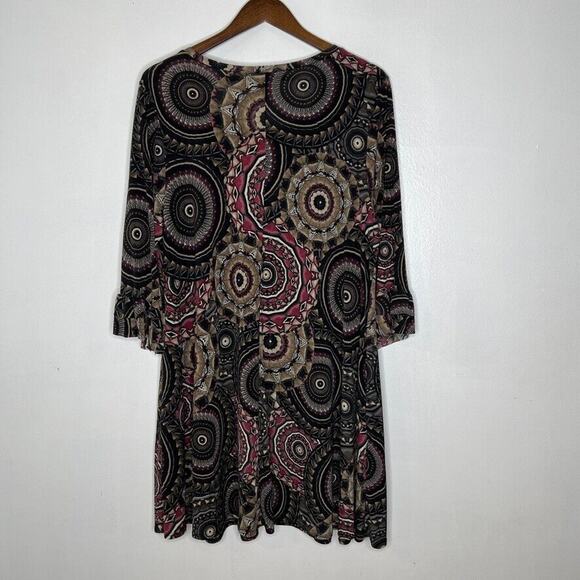 Bohemian Women’s Black Geometric Print Tunic Dress Size 2XL Fall 90s Vintage - Picture 5 of 7